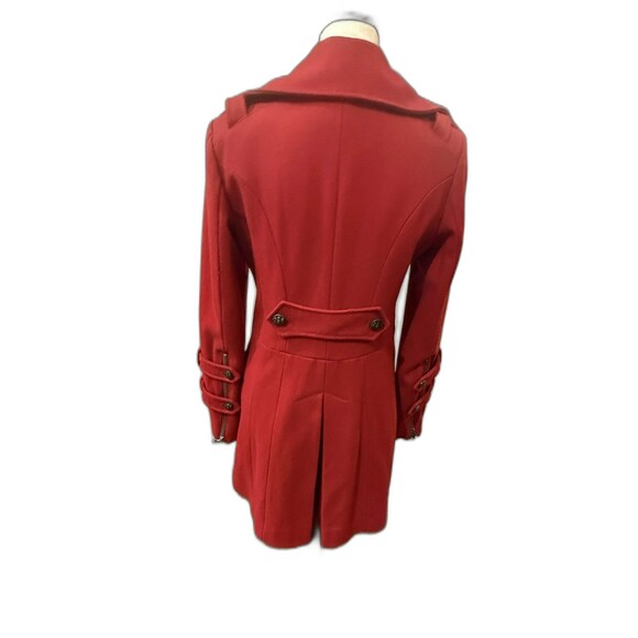 Guess Red Wool Blend Military Peacoat Jacket Double Breasted Belted Medium NEW - Picture 3 of 11